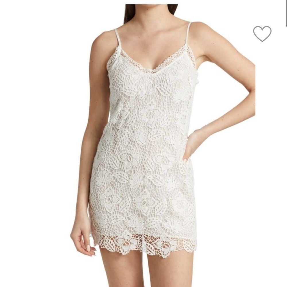 Rag and Bone Aleah Crochet‎ Lace V Neck Mini Dress in Creamy White…